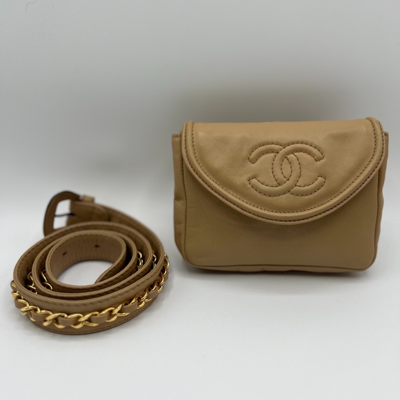 CHANEL Handbags - Authentic Chanel Vintage Beige calfskin CC Flap Belt Bag